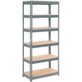 Global Equipment Extra Heavy Duty Shelving 36"W x 18"D x 60"H With 6 Shelves, Wood Deck, Gry 717097